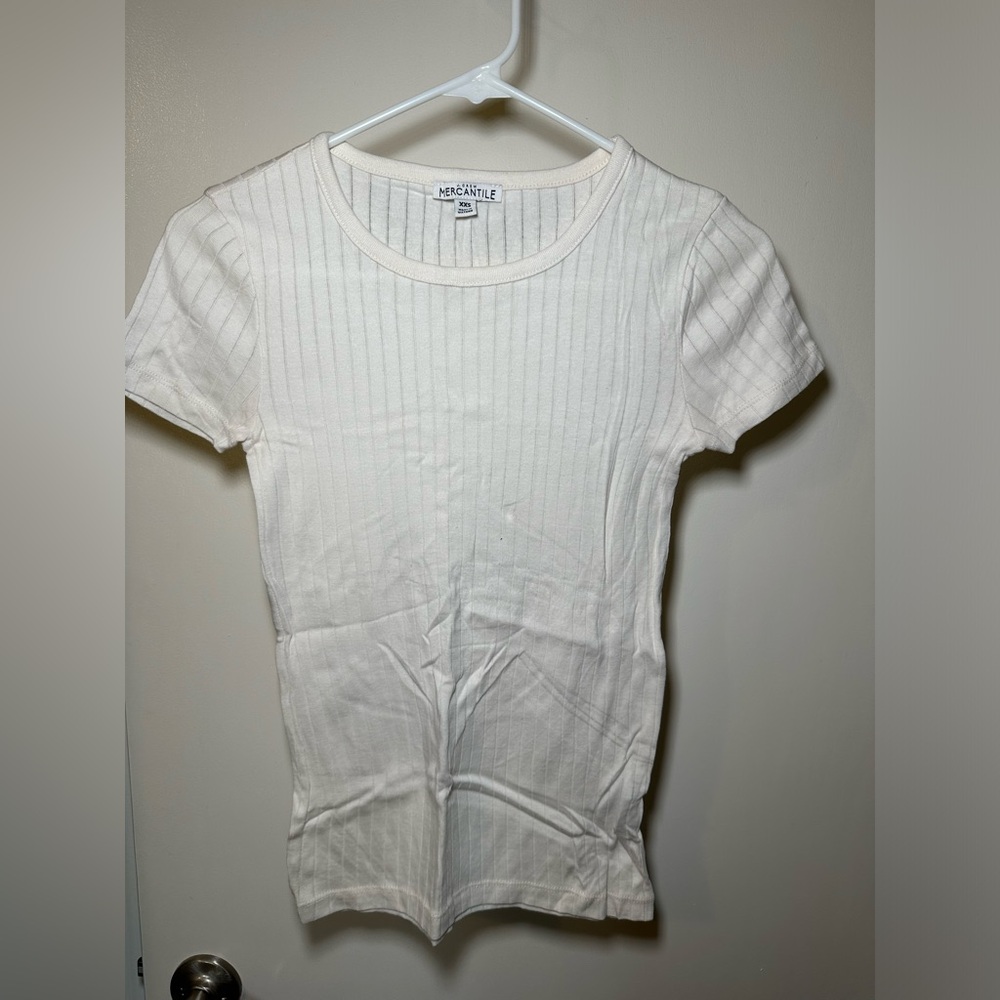 Jcrew mercantile cream ribbed tee size XXS